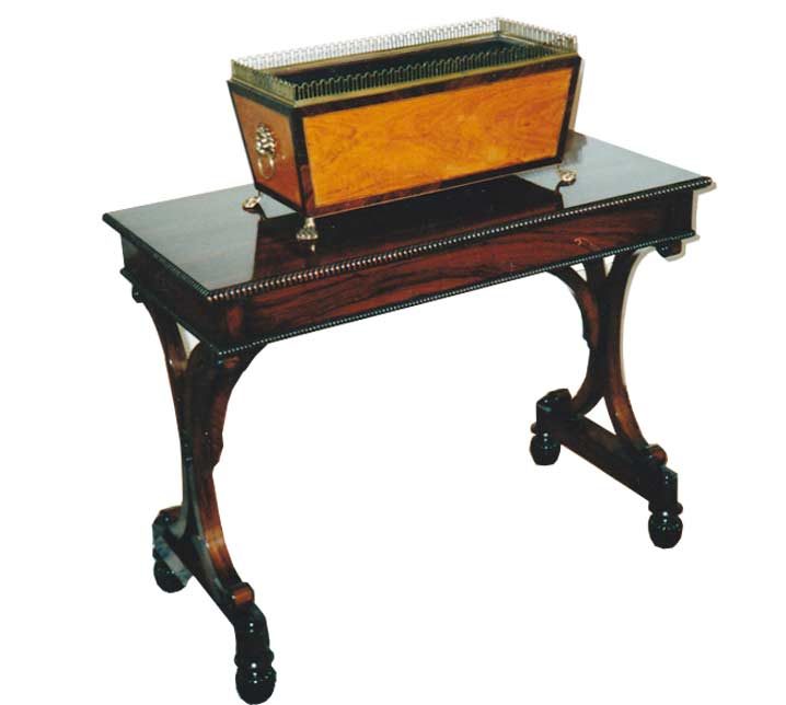 Handmade side table with a satinwood box on top